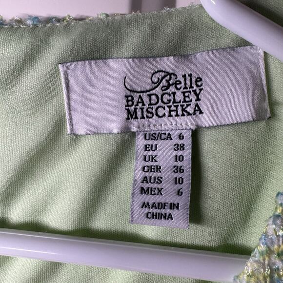 Badgley Mischka Jewel Sheath Cocktail Dress 6 Stretch Knee Length Sleeveless - Picture 7 of 9